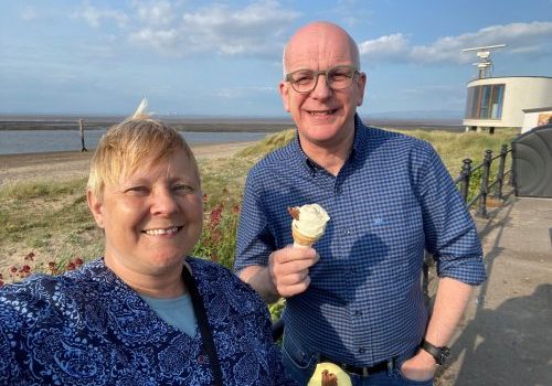 Helen and Andy visiting the seaside
